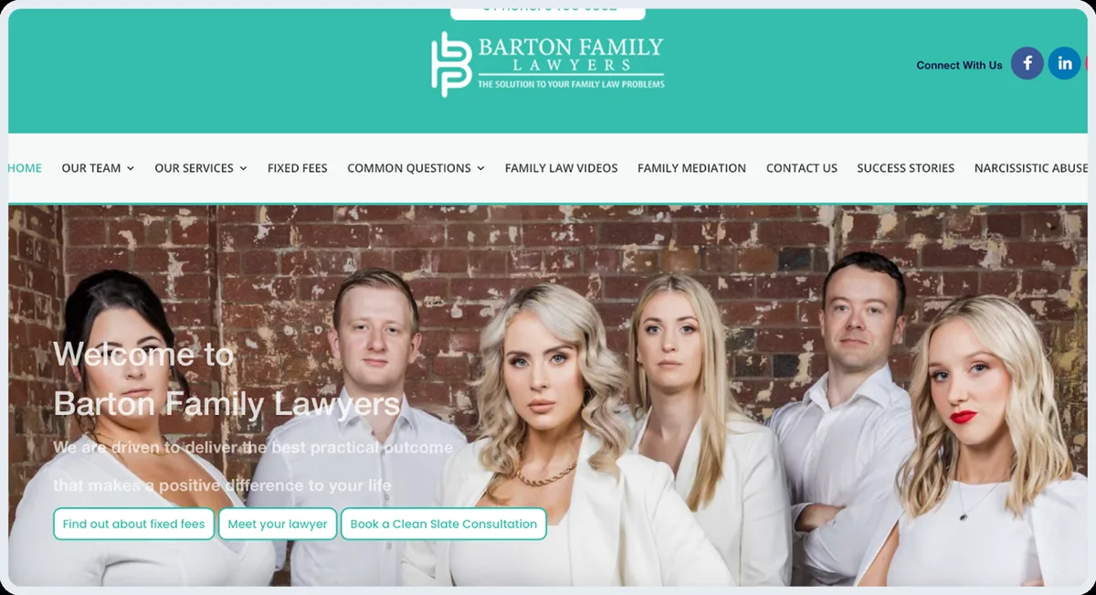 Barton Family Lawyers website homepage