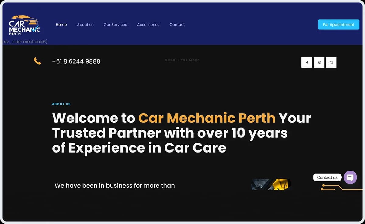 Car Mechanic Perth website homepage