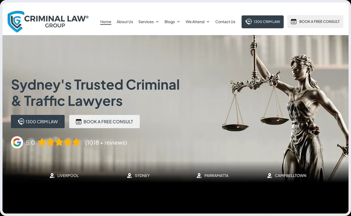 Criminal Law Group website homepage