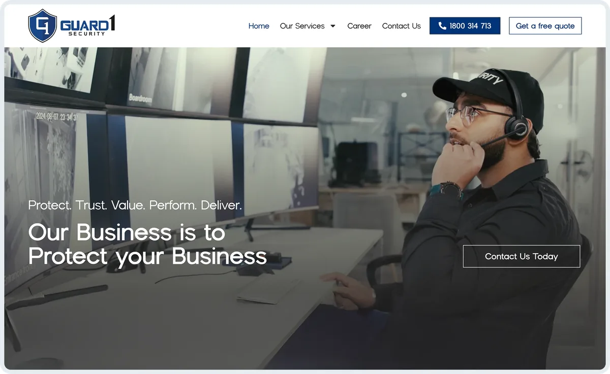 Guard1 Security Melbourne website homepage